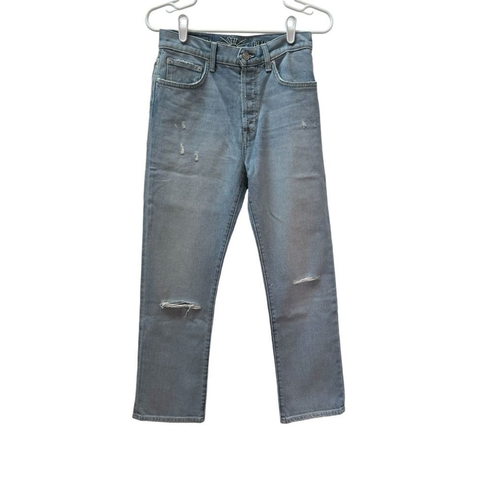 NWT Daily Blue Hype High Rise Straight Leg Distressed Jeans Light Wash Size 26